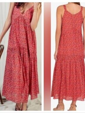Boho Maxi Dress Cotton Joie dress Tea Rose Red Pink floral Sundress Revolve